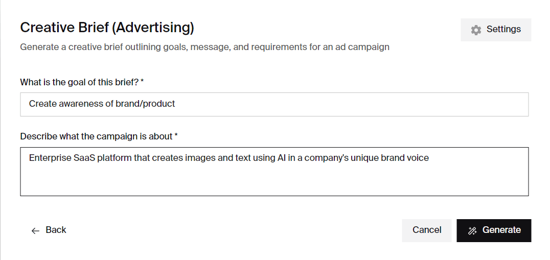 AI ad generator creative brief