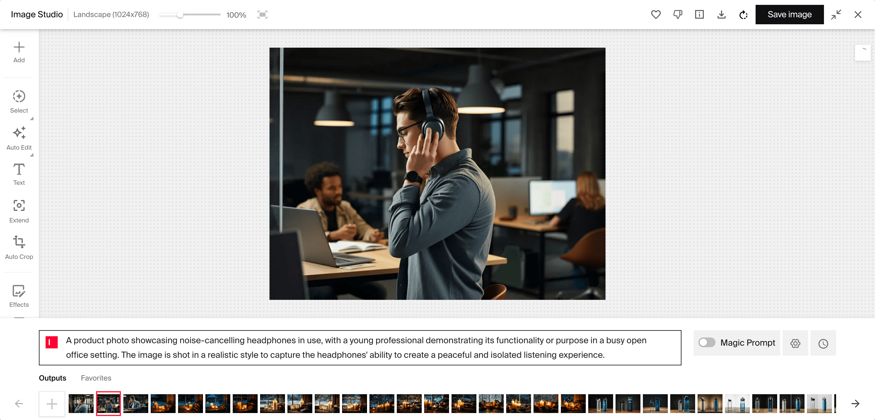 product creative with AI image prompt