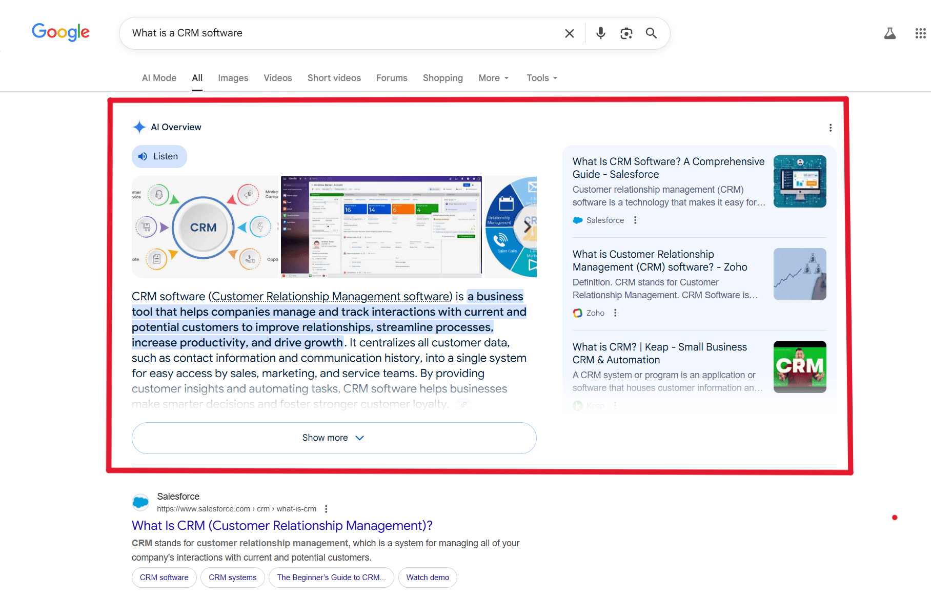 AI overview on Google is an example of AEO